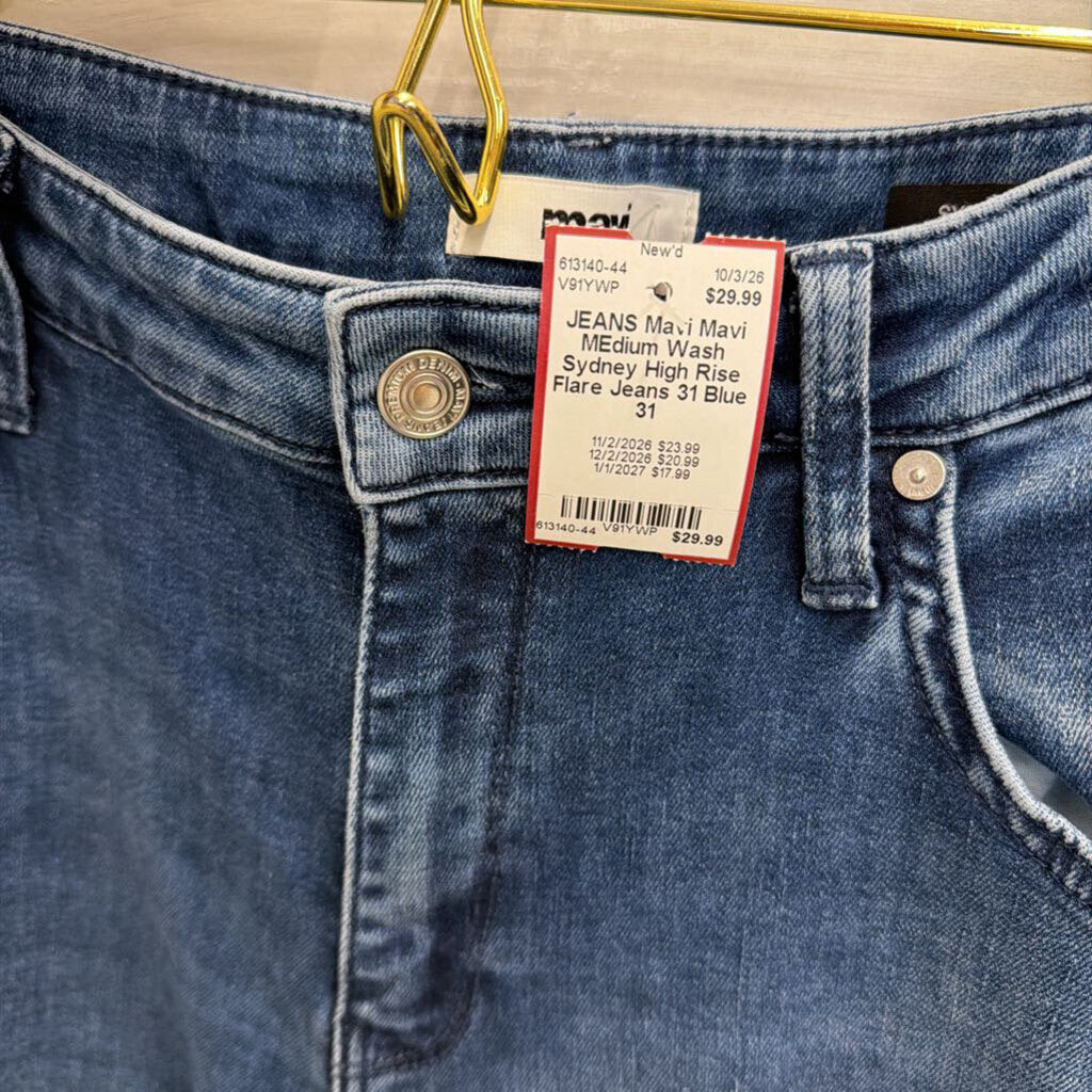 Mavi MEdium Wash Sydney High Rise Flare Jeans 31