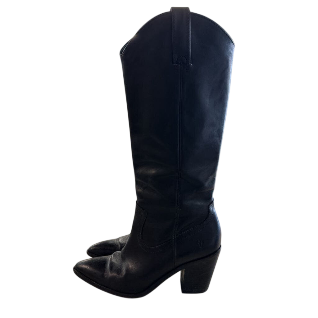 Frye Black Leather Western Silhouette Tall Boots 8