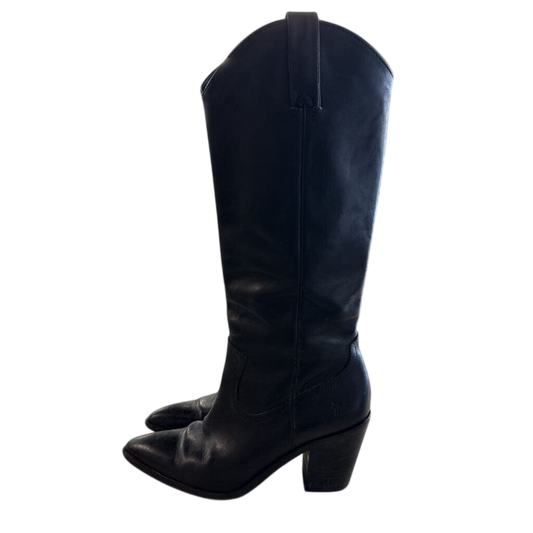 Frye Black Leather Western Silhouette Tall Boots 8