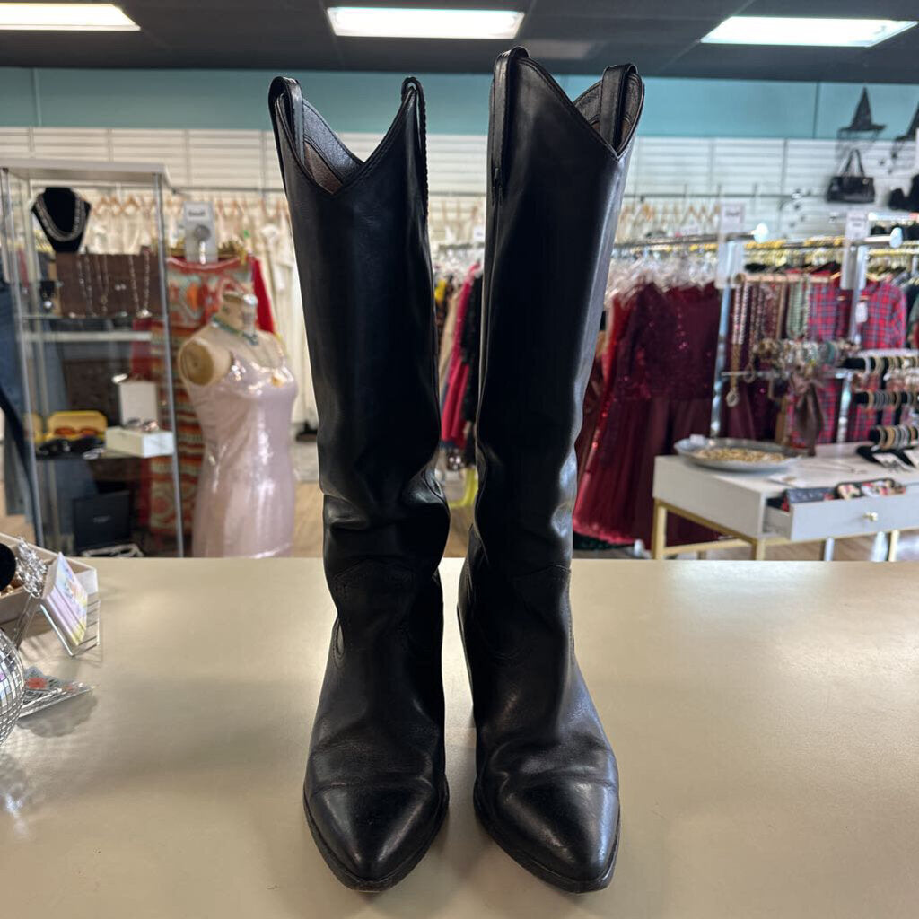 Frye Black Leather Western Silhouette Tall Boots 8
