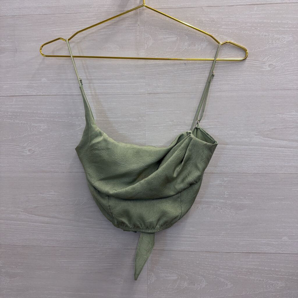Out Front Under Green Cropped Tie Back Top Small