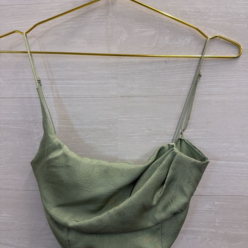 Out Front Under Green Cropped Tie Back Top Small