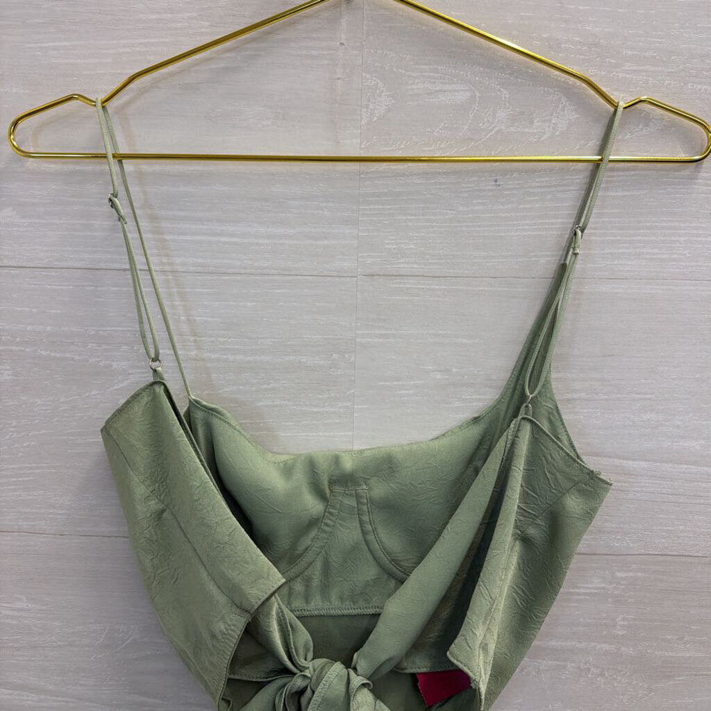 Out Front Under Green Cropped Tie Back Top Small