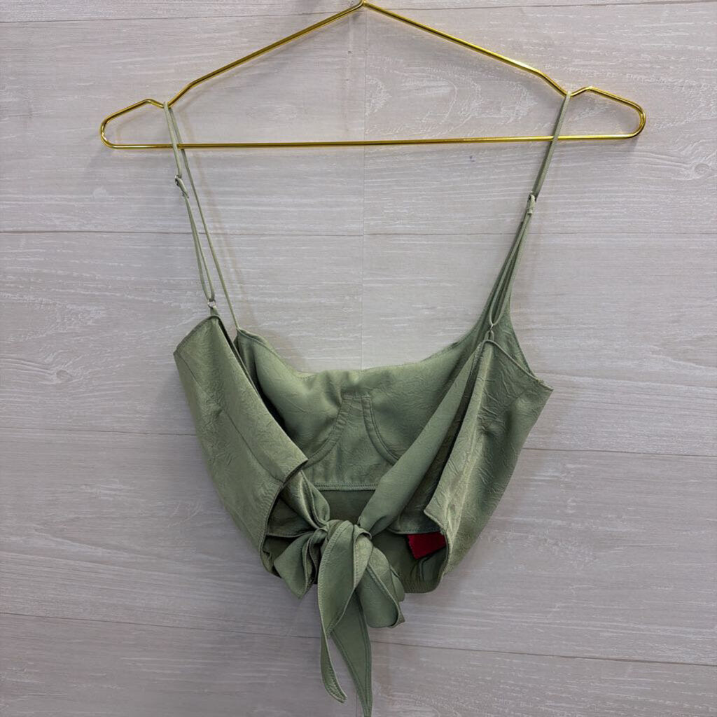Out Front Under Green Cropped Tie Back Top Small