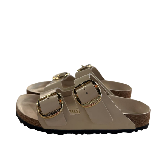 Birkenstock Cream Leather Arizona Big Buckle Sandals 38