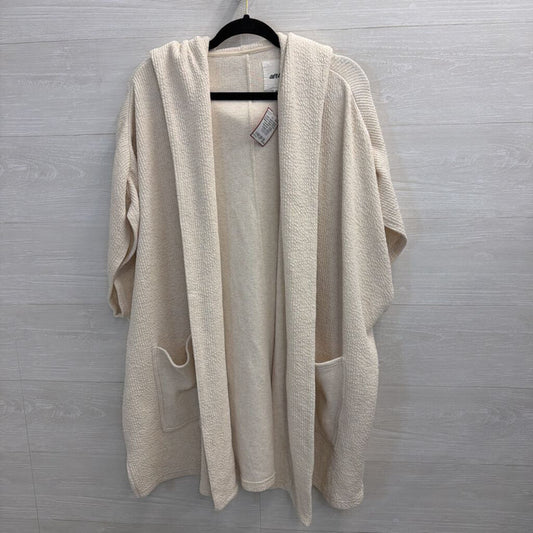 Aerie Cream Boxy Short Sleeve Open Front Hooded Long Sweater XS/S