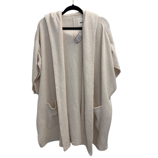 Aerie Cream Boxy Short Sleeve Open Front Hooded Long Sweater XS/S