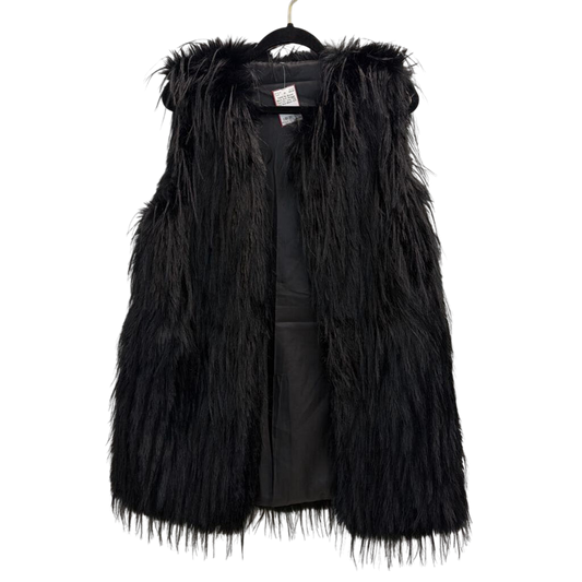 Black Soft Shaggy Faux Fur Vest Top One Size
