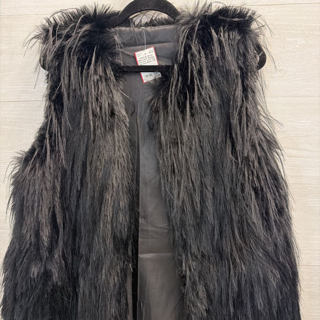 Black Soft Shaggy Faux Fur Vest Top One Size