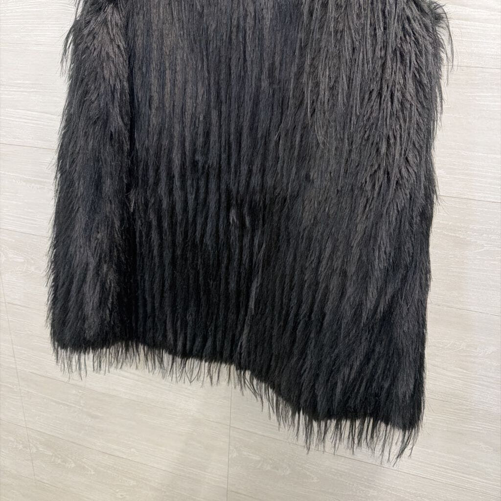 Black Soft Shaggy Faux Fur Vest Top One Size