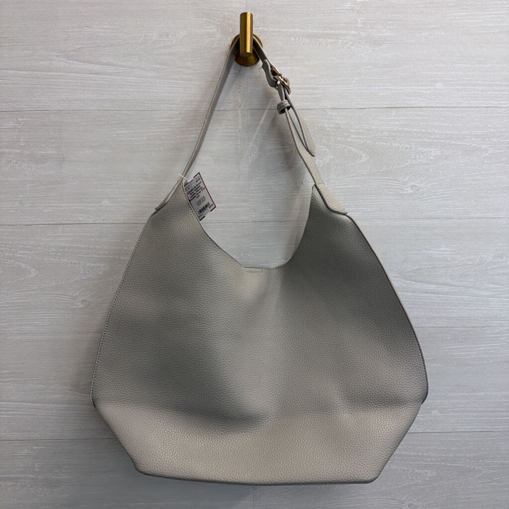 Grey Pebbled Leather Slouchy Shoulder Purse
