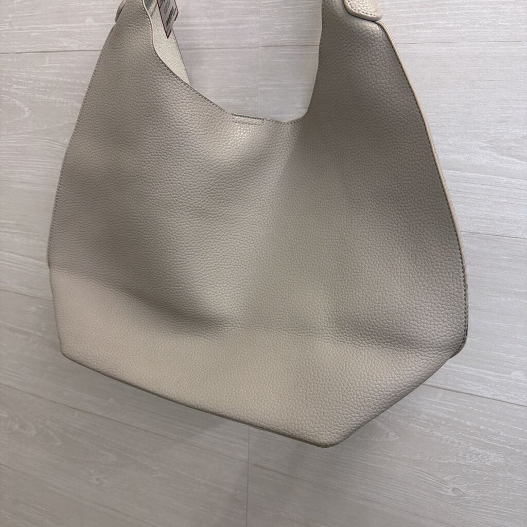 Grey Pebbled Leather Slouchy Shoulder Purse
