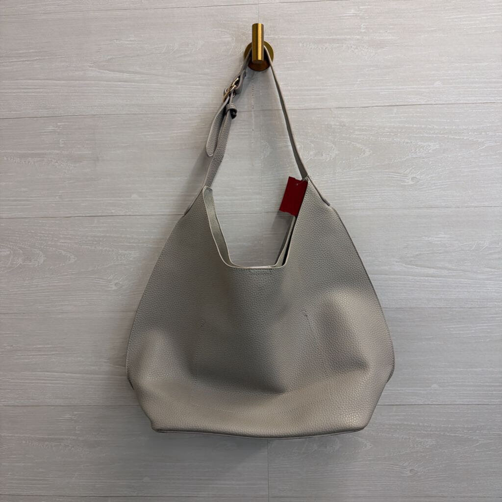 Grey Pebbled Leather Slouchy Shoulder Purse