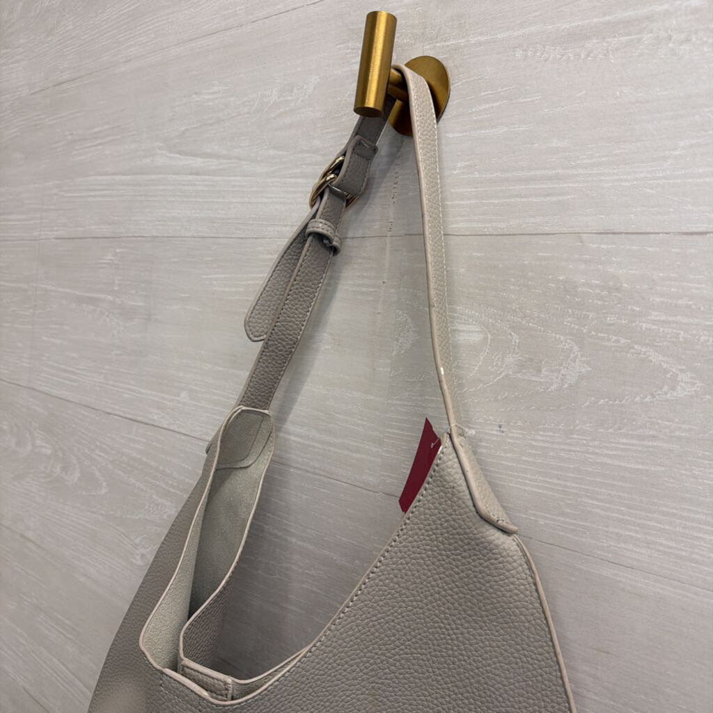 Grey Pebbled Leather Slouchy Shoulder Purse