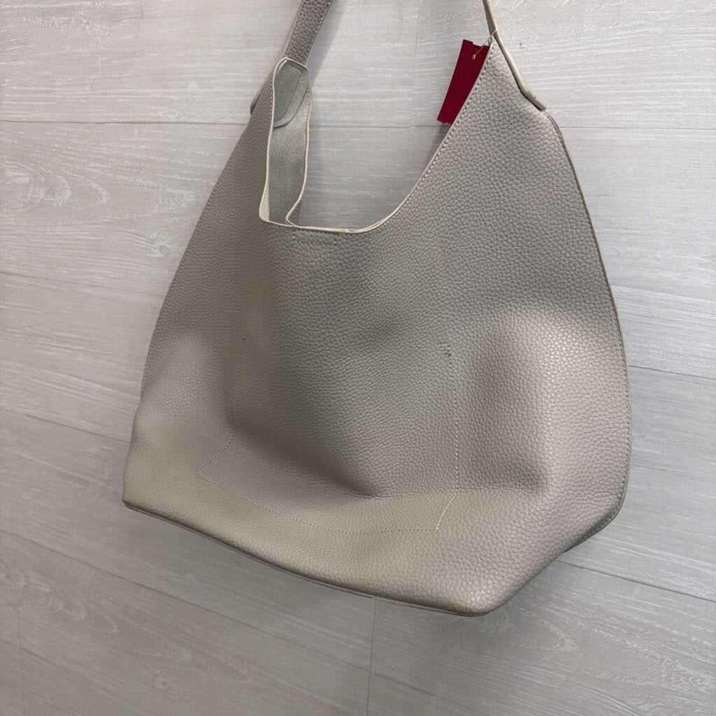 Grey Pebbled Leather Slouchy Shoulder Purse