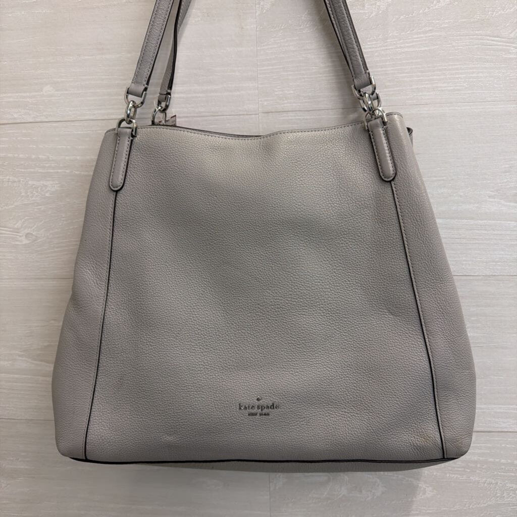 Kate Spade Grey Pebbled Leather Jackson Triple Compartment Shoulder Purse
