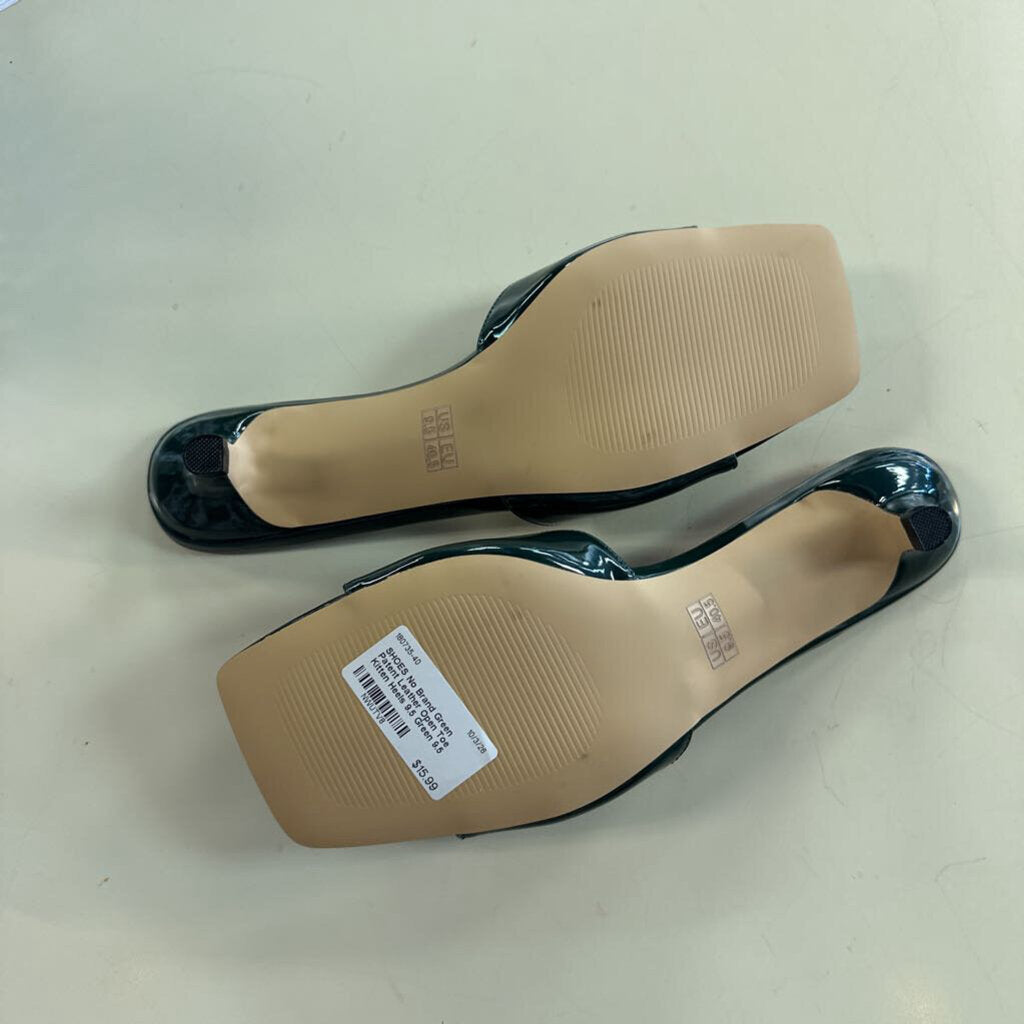 Green Patent Leather Open Toe Kitten Heels 9.5