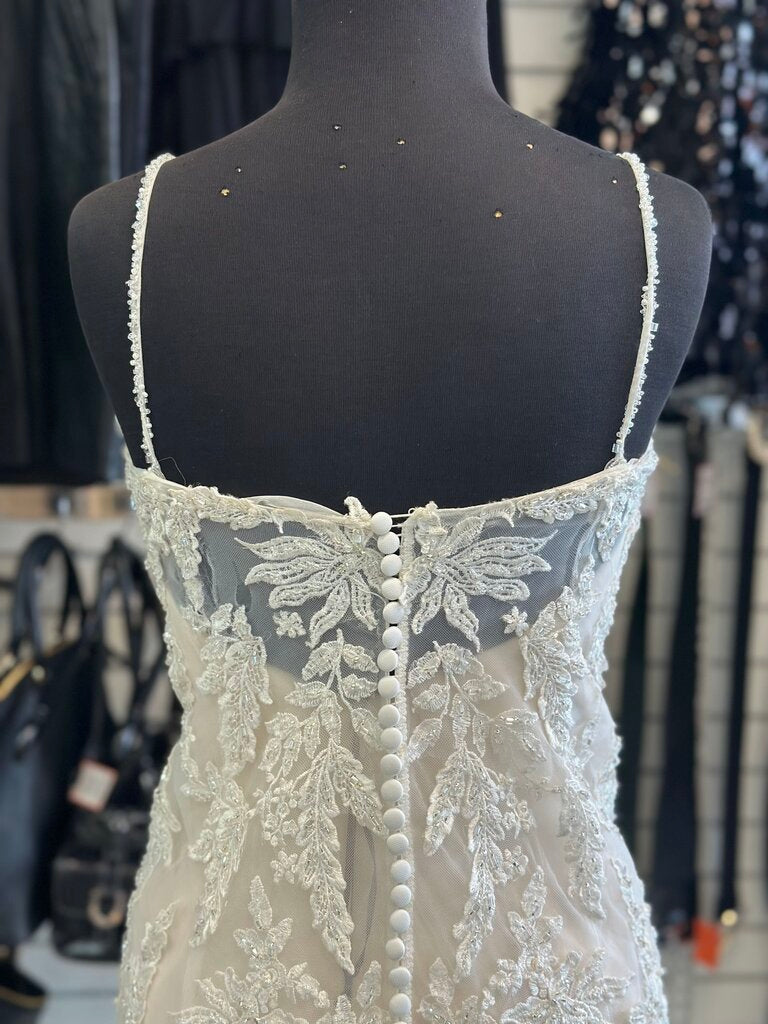 Lillian West Ivory/ Champagne Beaded Lace Bridal Gown 14
