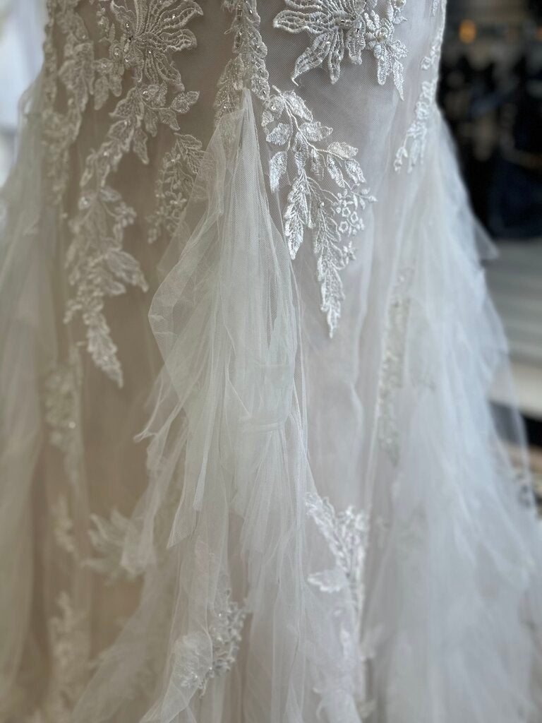 Lillian West Ivory/ Champagne Beaded Lace Bridal Gown 14
