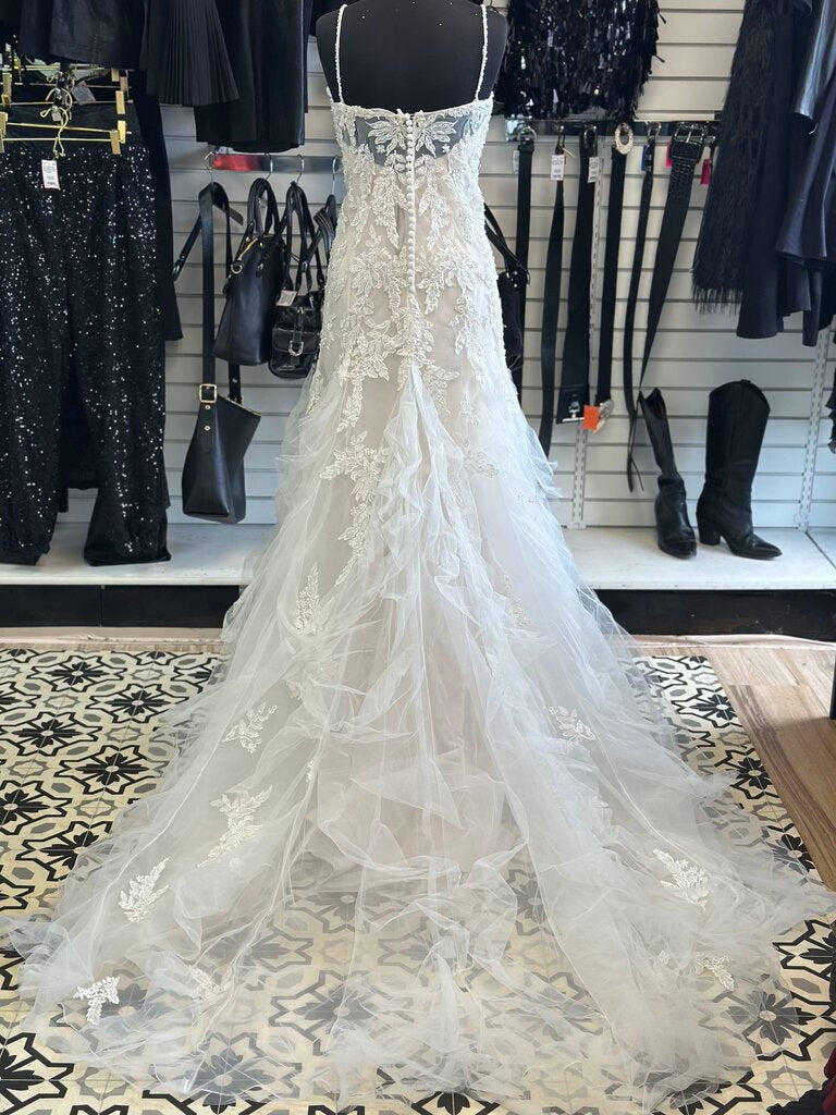 Lillian West Ivory/ Champagne Beaded Lace Bridal Gown 14