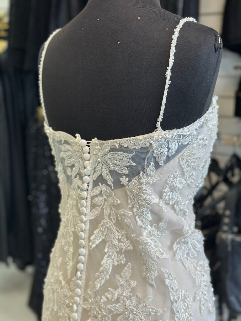 Lillian West Ivory/ Champagne Beaded Lace Bridal Gown 14