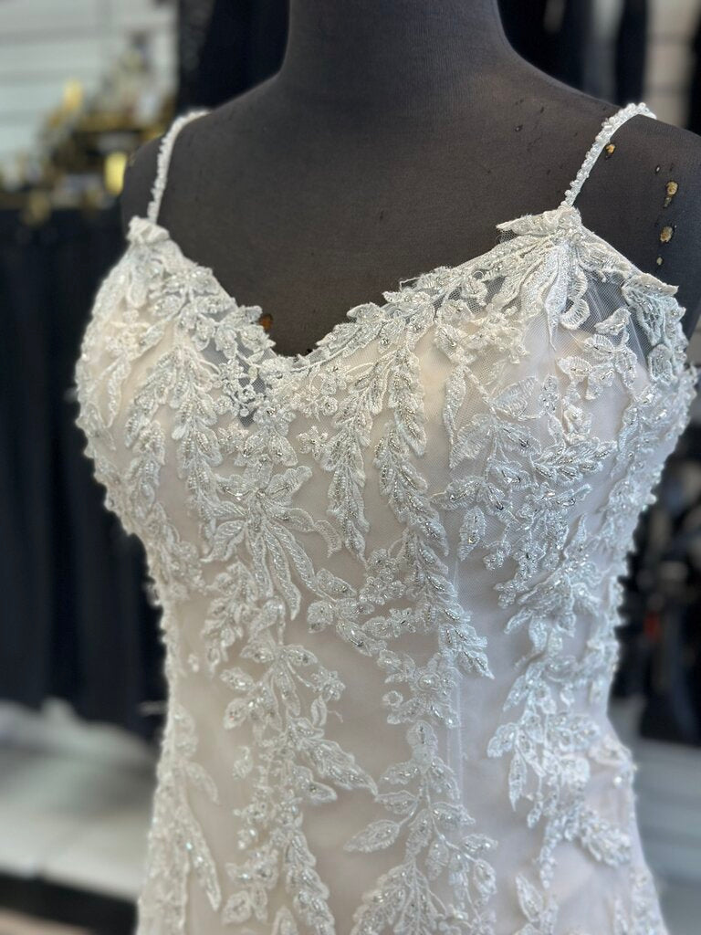 Lillian West Ivory/ Champagne Beaded Lace Bridal Gown 14