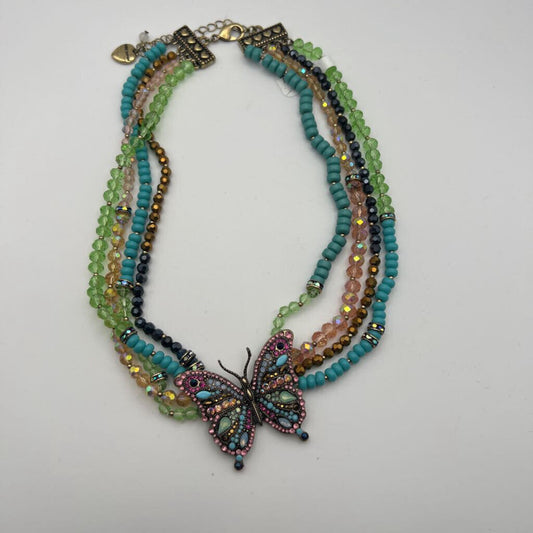Betsey Johnson Layered Faux Stone Butterfly Necklace