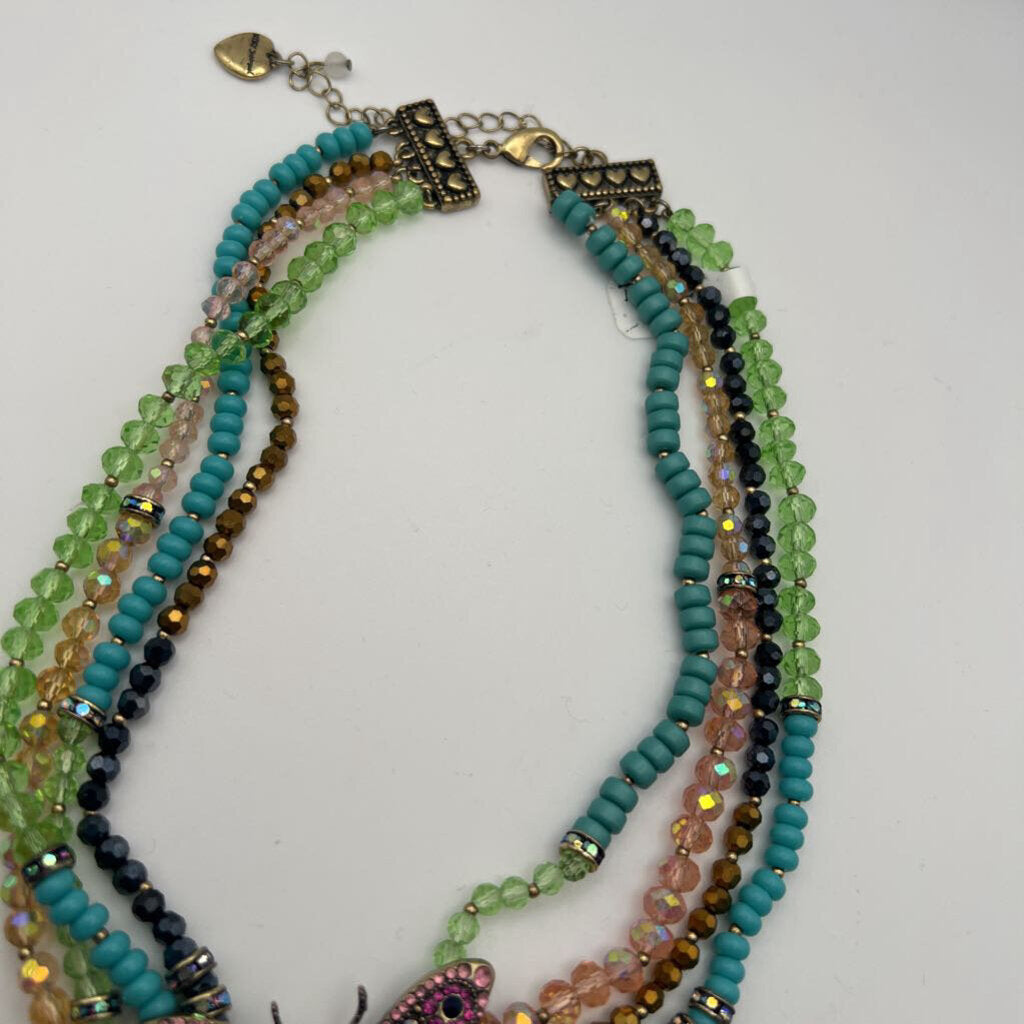 Betsey Johnson Layered Faux Stone Butterfly Necklace