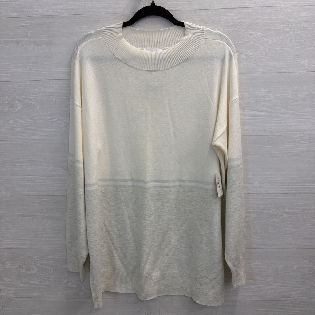 Soma White/ Grey Soft Long Sleeve Sweater Top Extra Large