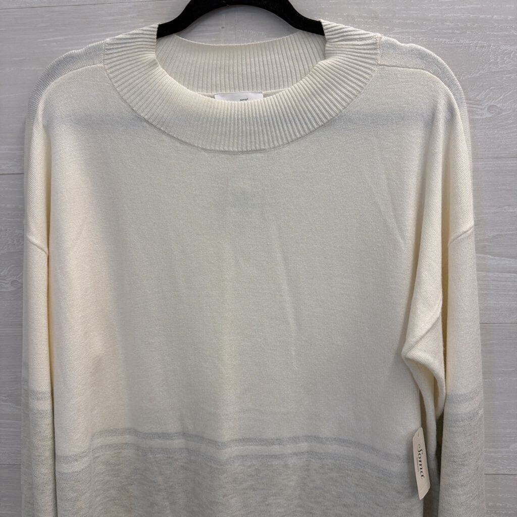Soma White/ Grey Soft Long Sleeve Sweater Top Extra Large