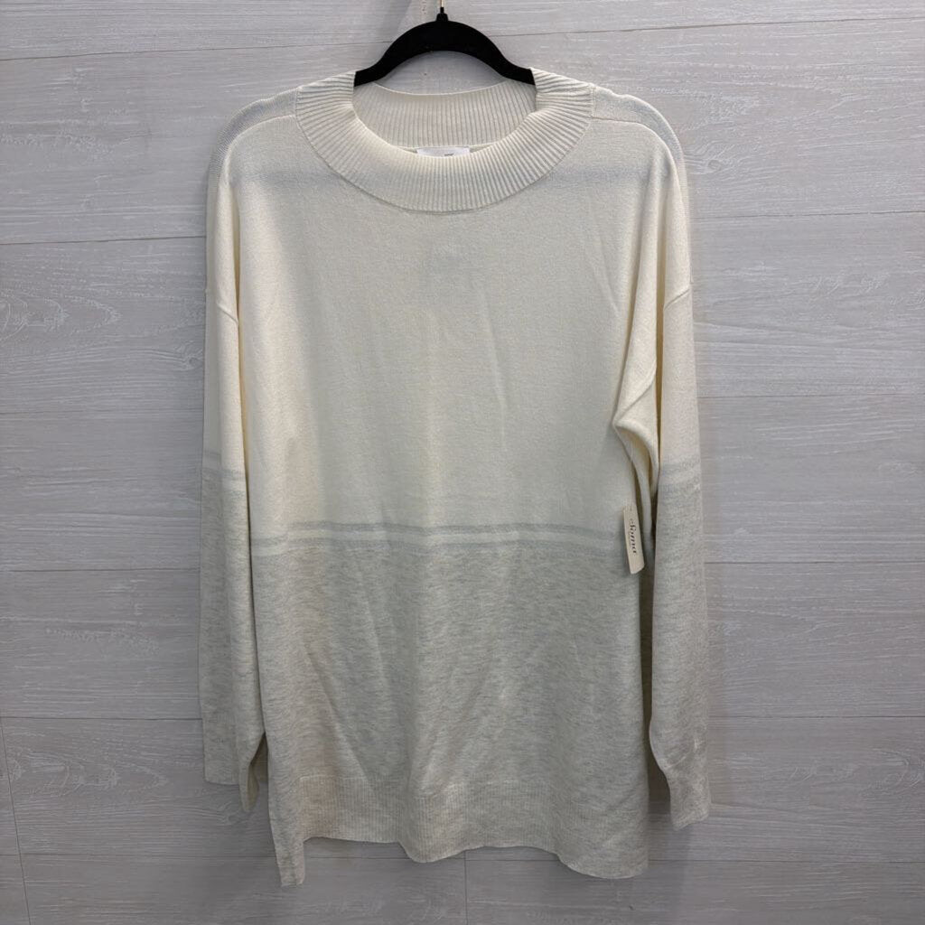 Soma White/ Grey Soft Long Sleeve Sweater Top Extra Large