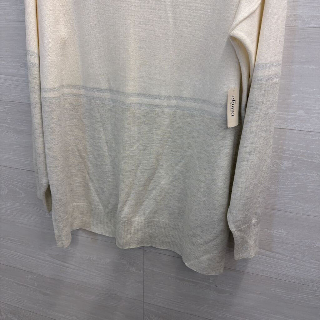 Soma White/ Grey Soft Long Sleeve Sweater Top Extra Large