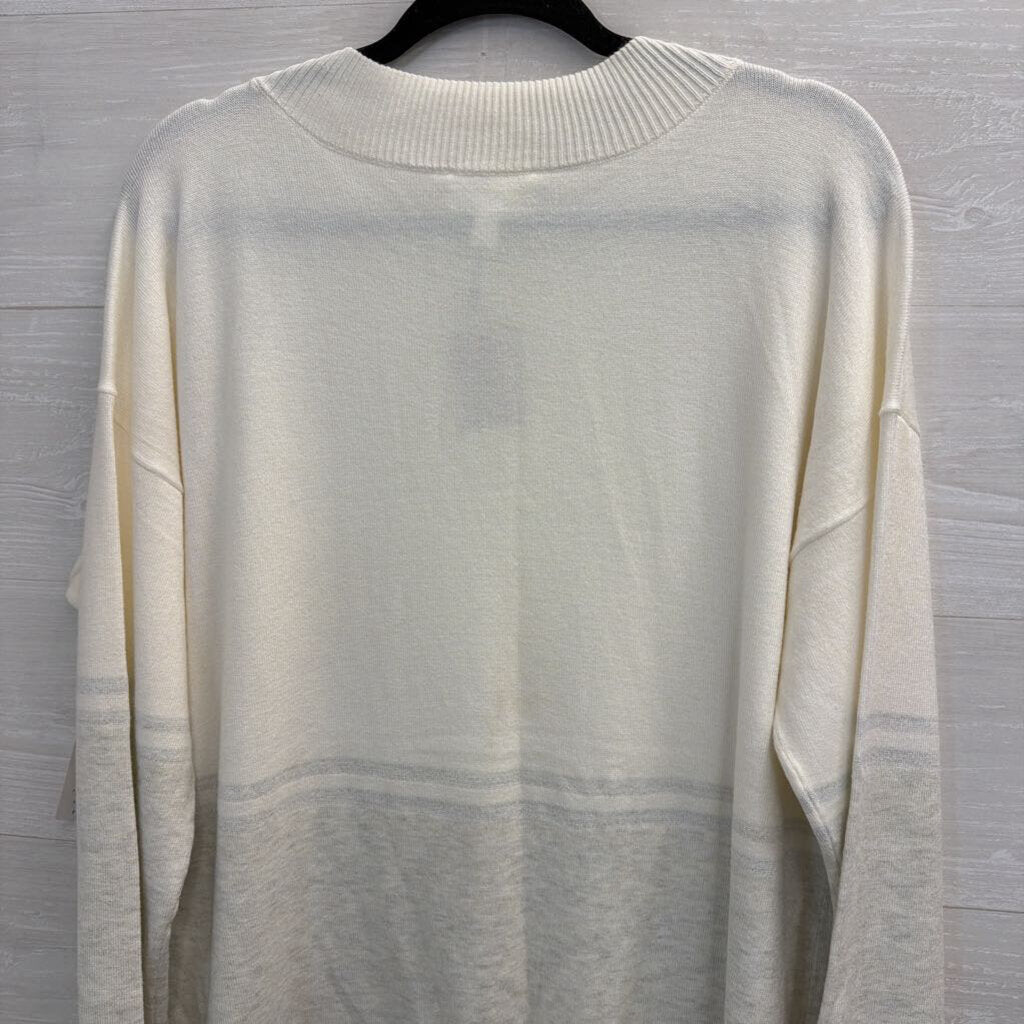 Soma White/ Grey Soft Long Sleeve Sweater Top Extra Large