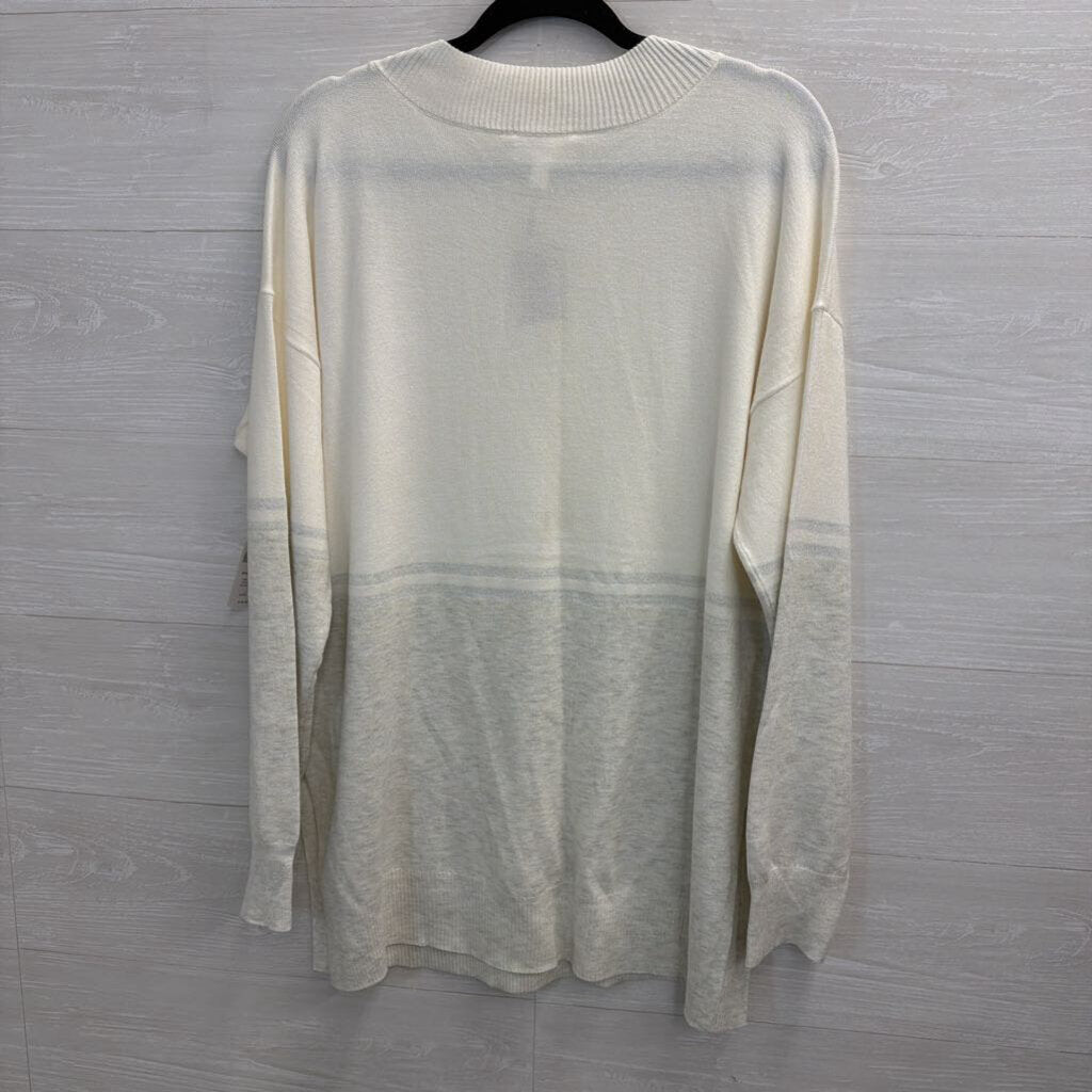 Soma White/ Grey Soft Long Sleeve Sweater Top Extra Large