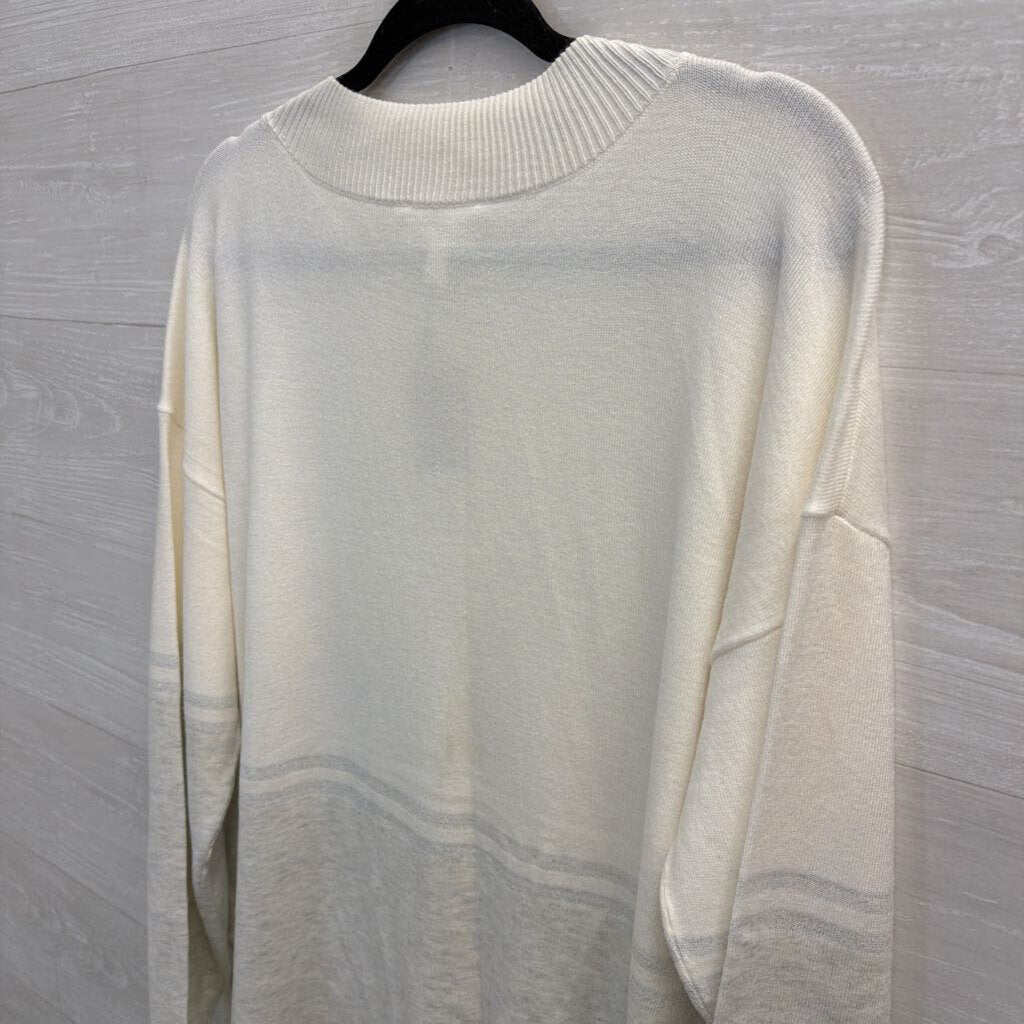Soma White/ Grey Soft Long Sleeve Sweater Top Extra Large