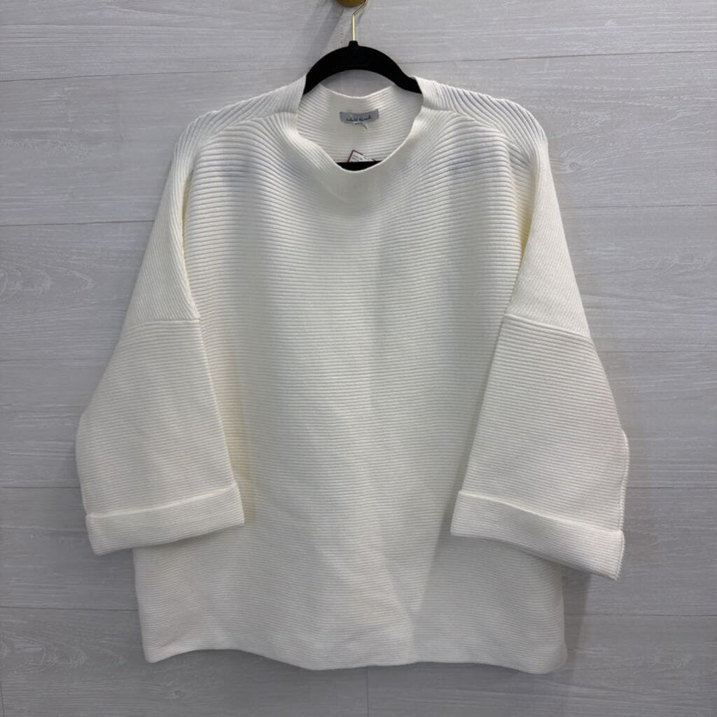 White Birch White Ribbed Boxy Sweater Top Extra Large