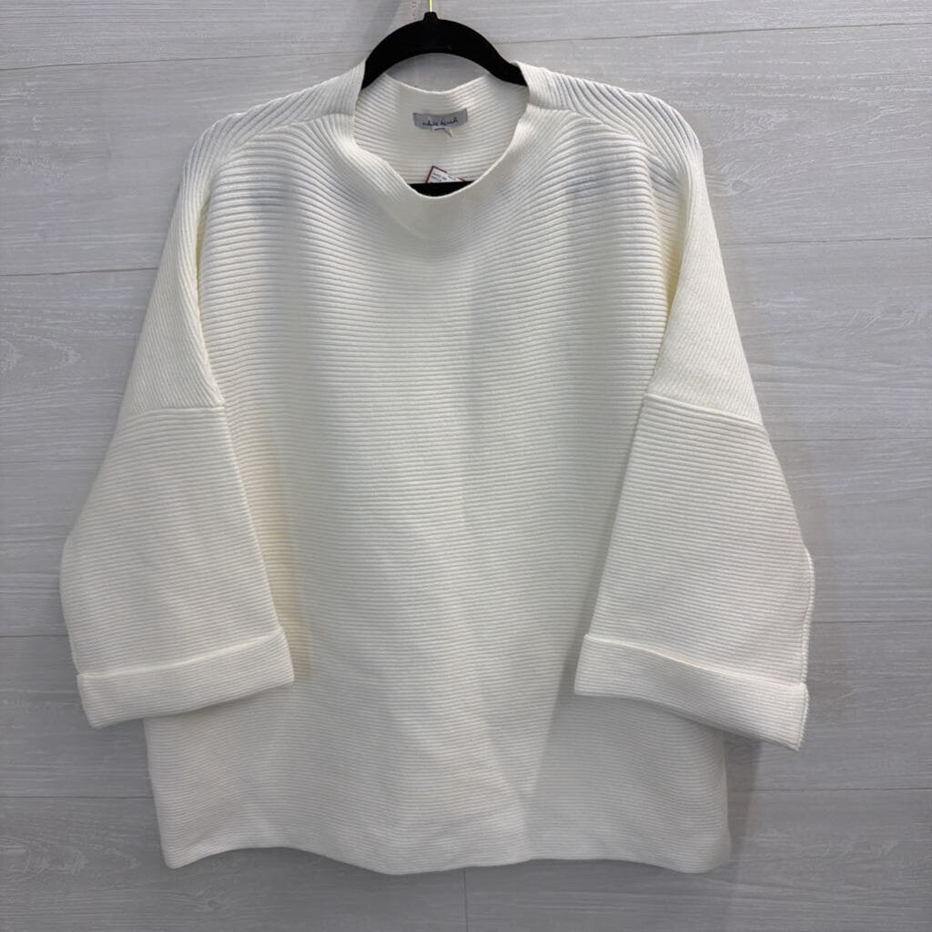 White Birch White Ribbed Boxy Sweater Top Extra Large