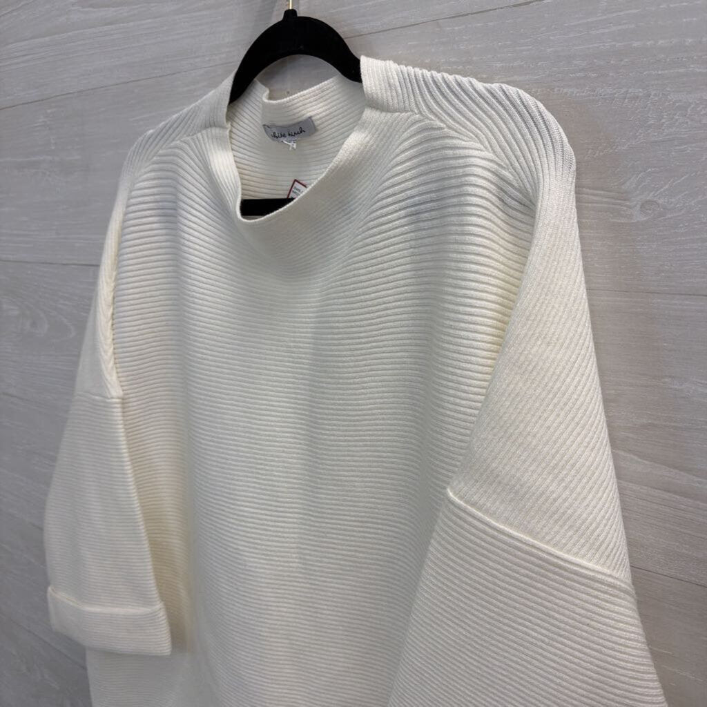 White Birch White Ribbed Boxy Sweater Top Extra Large