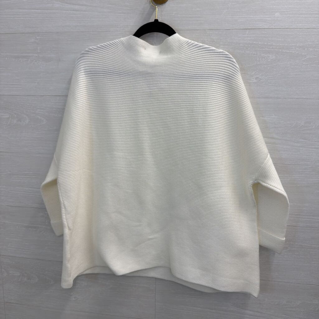 White Birch White Ribbed Boxy Sweater Top Extra Large