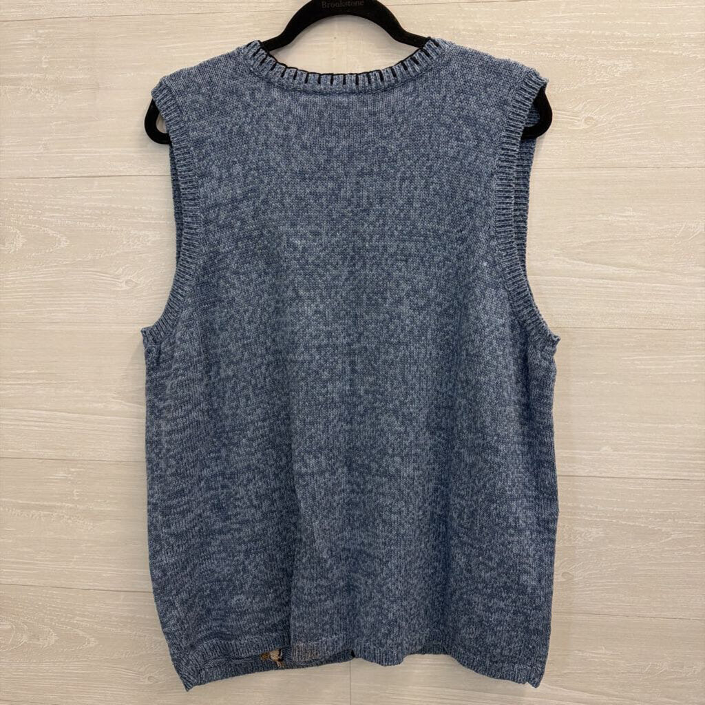 Vintage Capacity Blue Knit Birdhouse Sweater Vest 1X