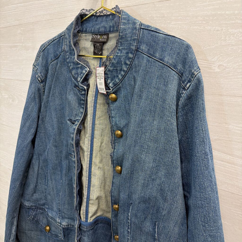 Style and Co Medium Wash Denim Jacket 20W