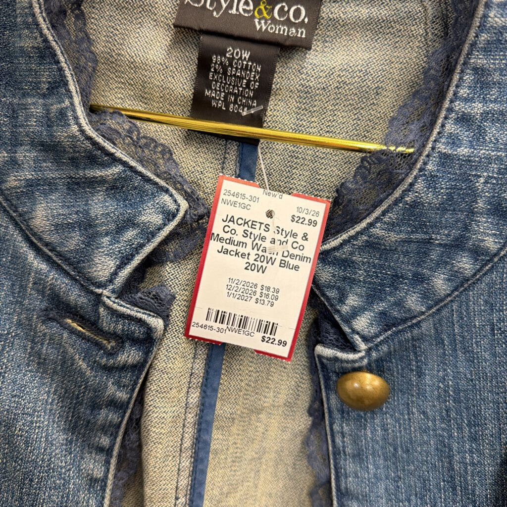 Style and Co Medium Wash Denim Jacket 20W