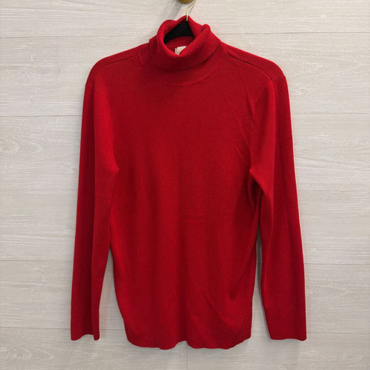 Chico's Red Ribbed Knit Turtleneck Top 2