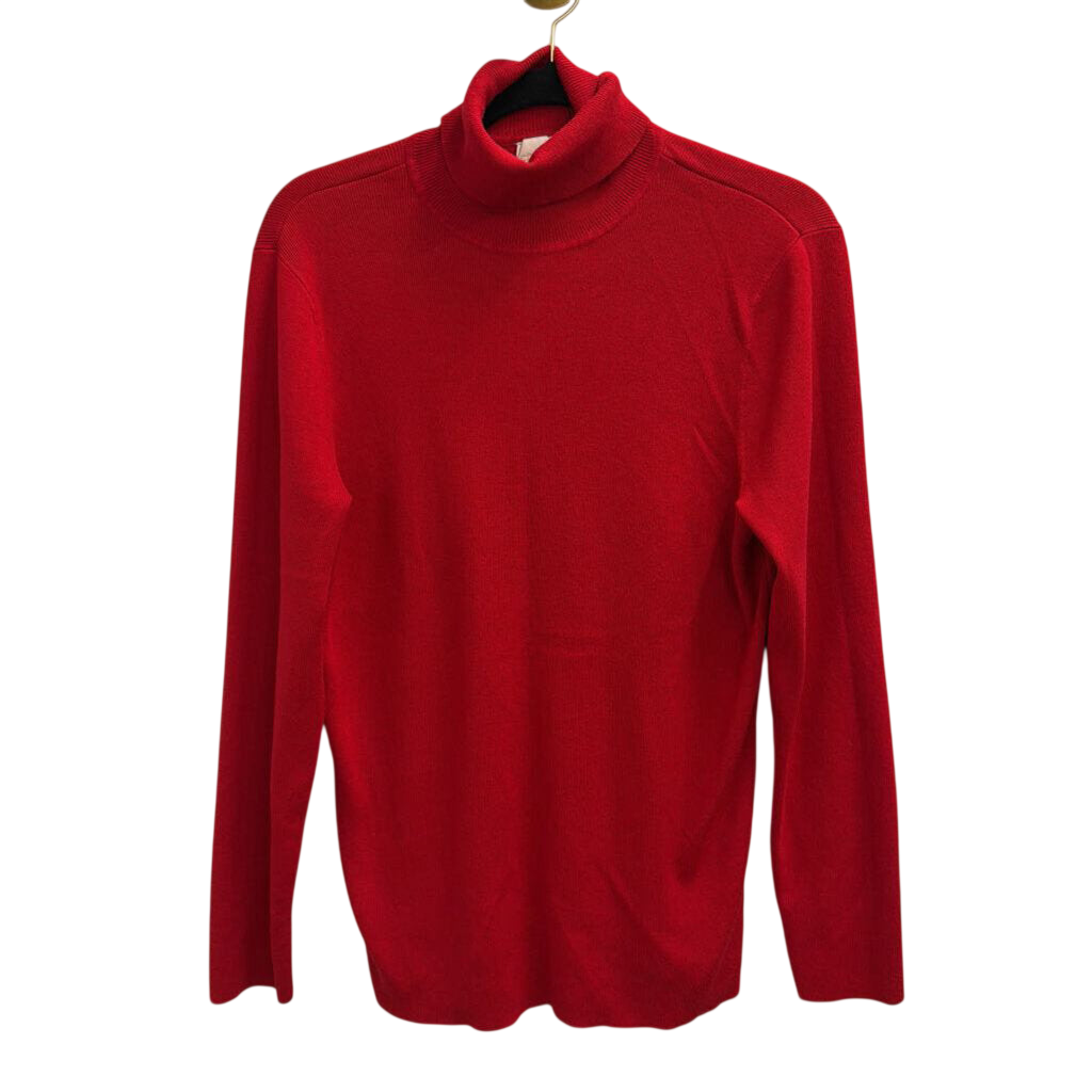 Chico's Red Ribbed Knit Turtleneck Top 2