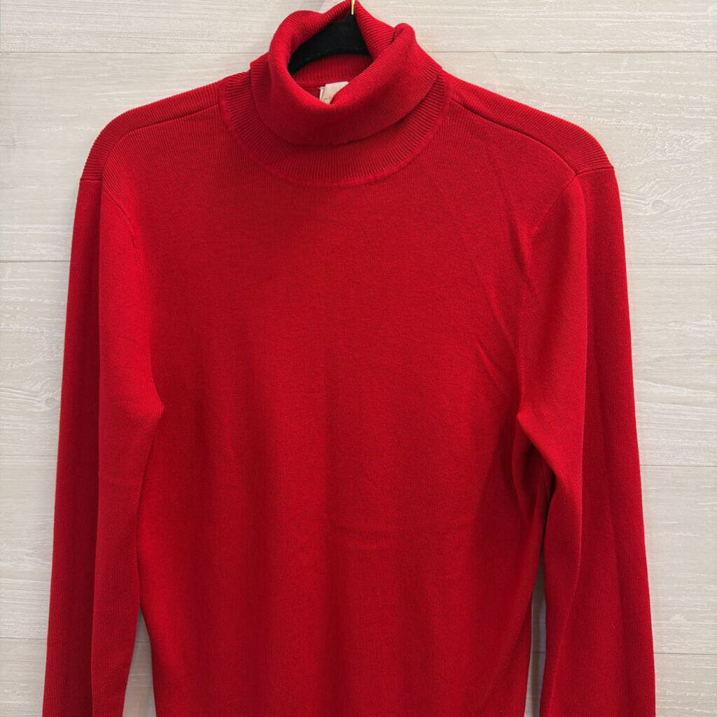 Chico's Red Ribbed Knit Turtleneck Top 2
