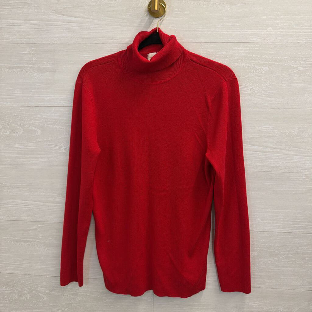Chico's Red Ribbed Knit Turtleneck Top 2