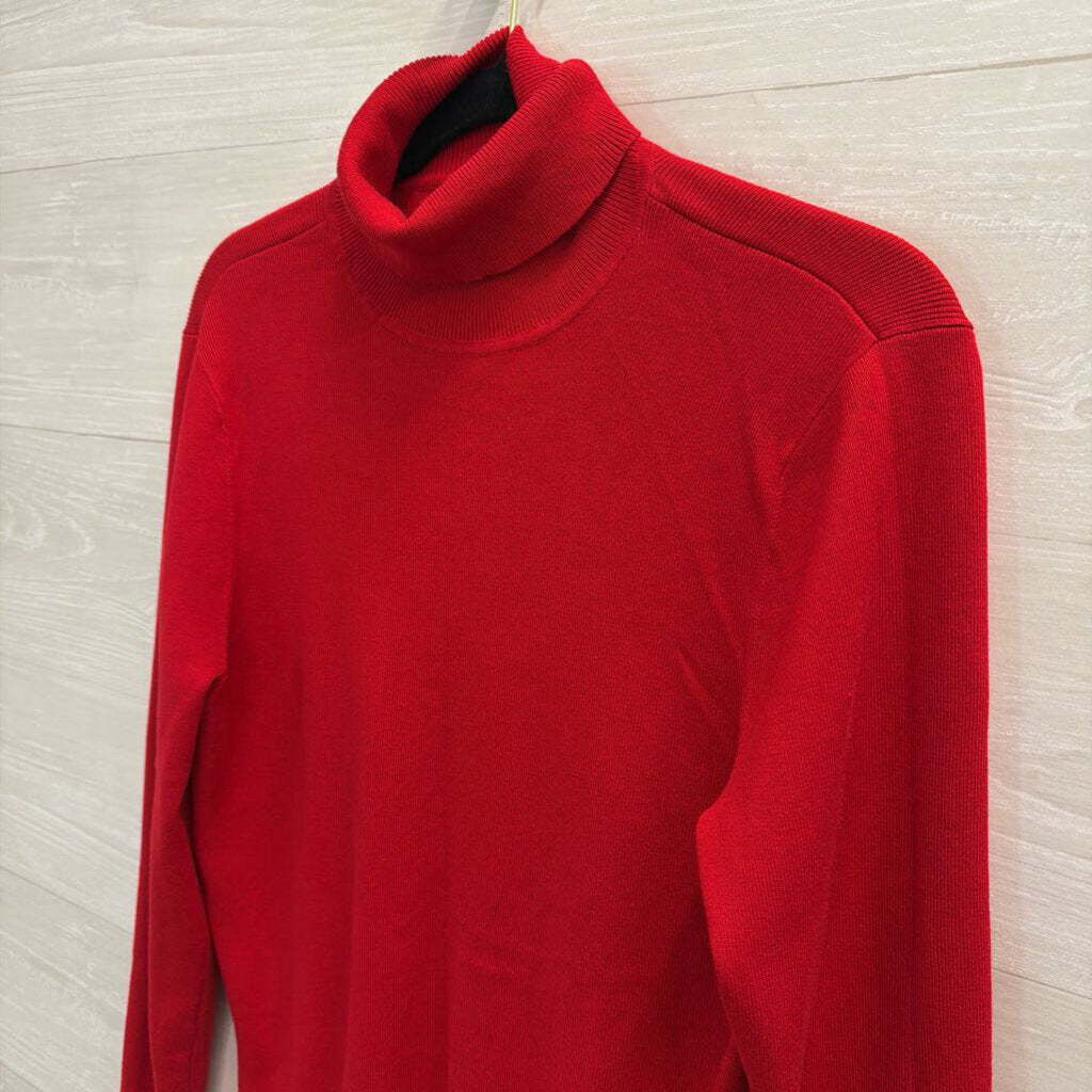Chico's Red Ribbed Knit Turtleneck Top 2