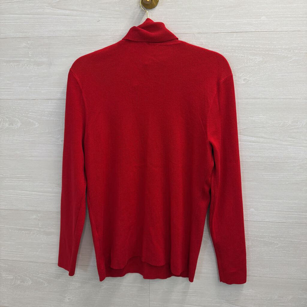 Chico's Red Ribbed Knit Turtleneck Top 2
