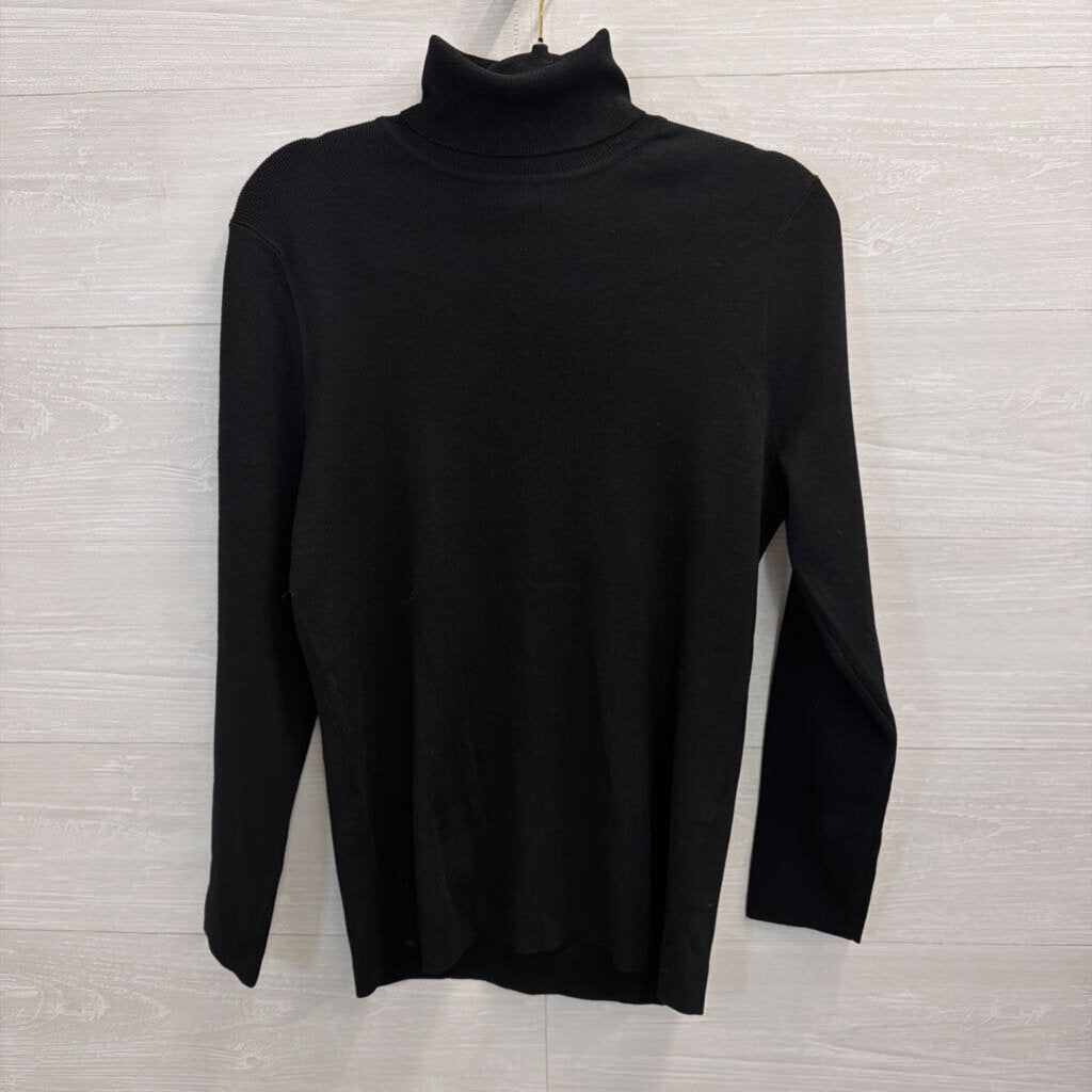 Chico's Black Ribbed Knit Turtleneck Top 2