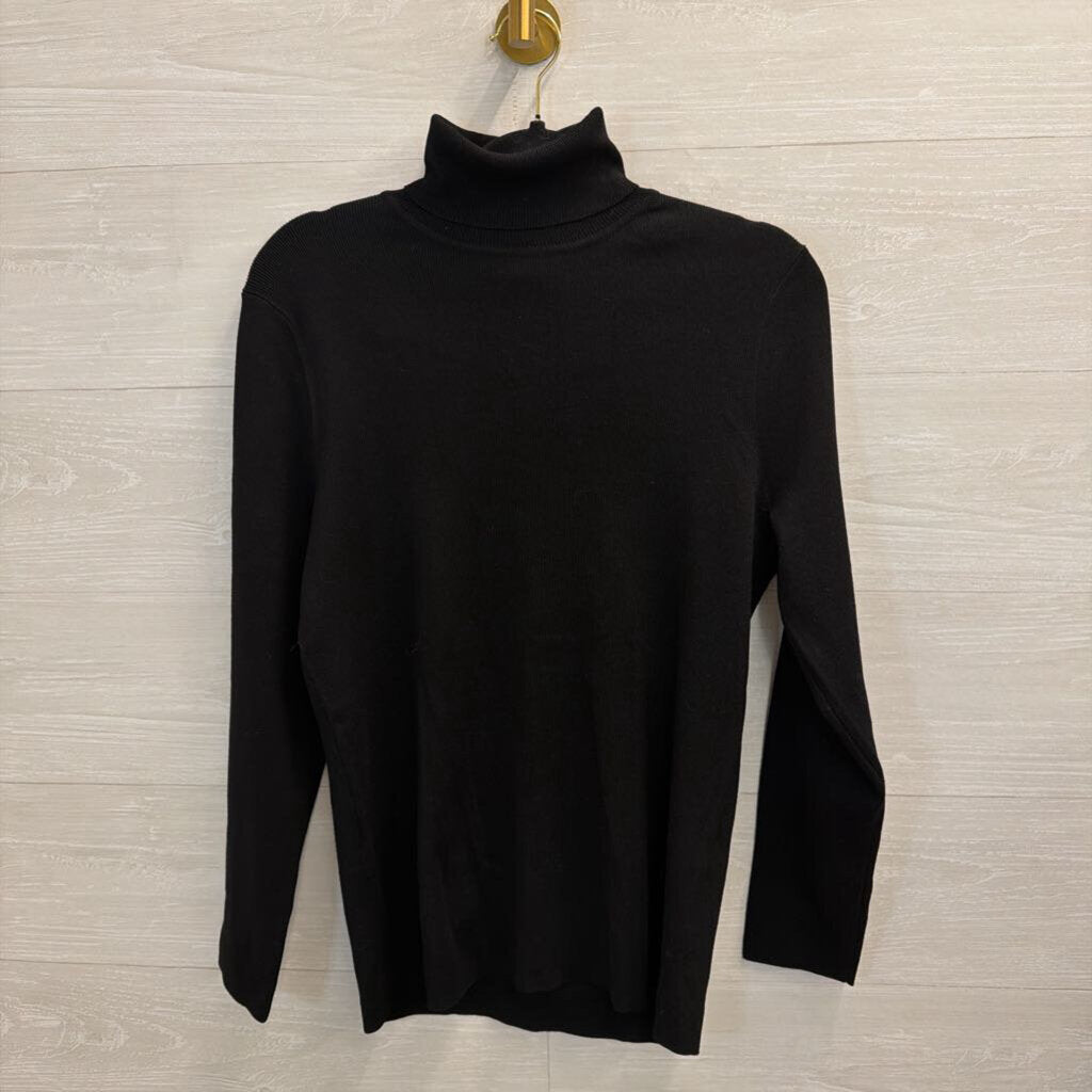 Chico's Black Ribbed Knit Turtleneck Top 2